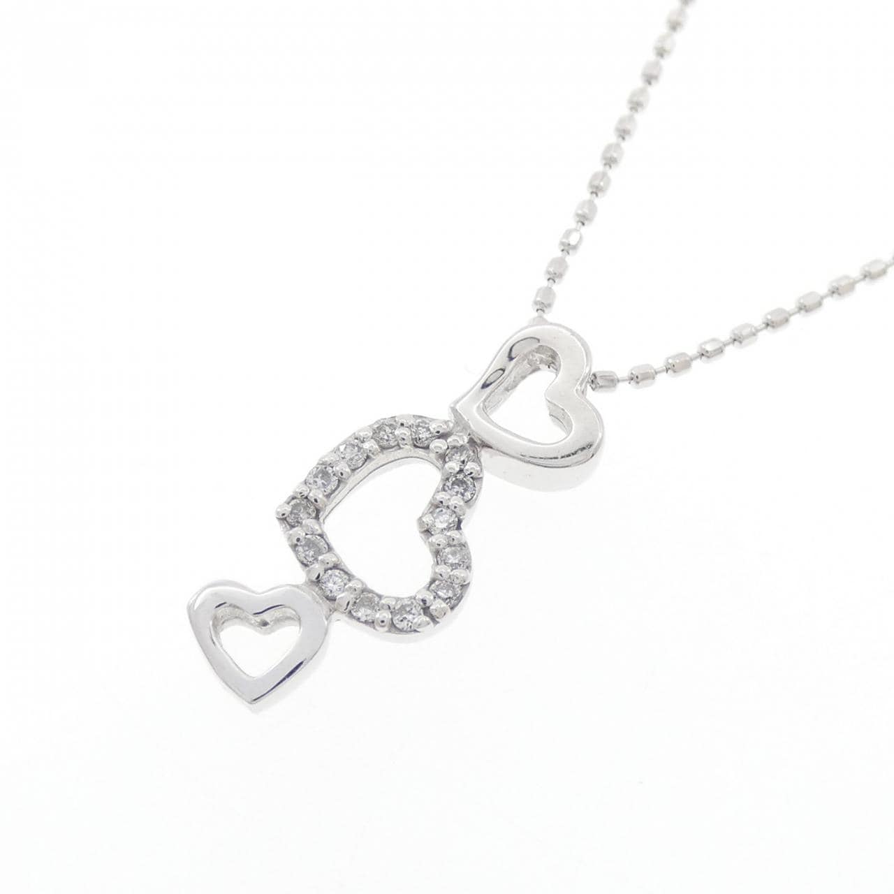 K10WG ハート ダイヤモンド ネックレス 0.08CT