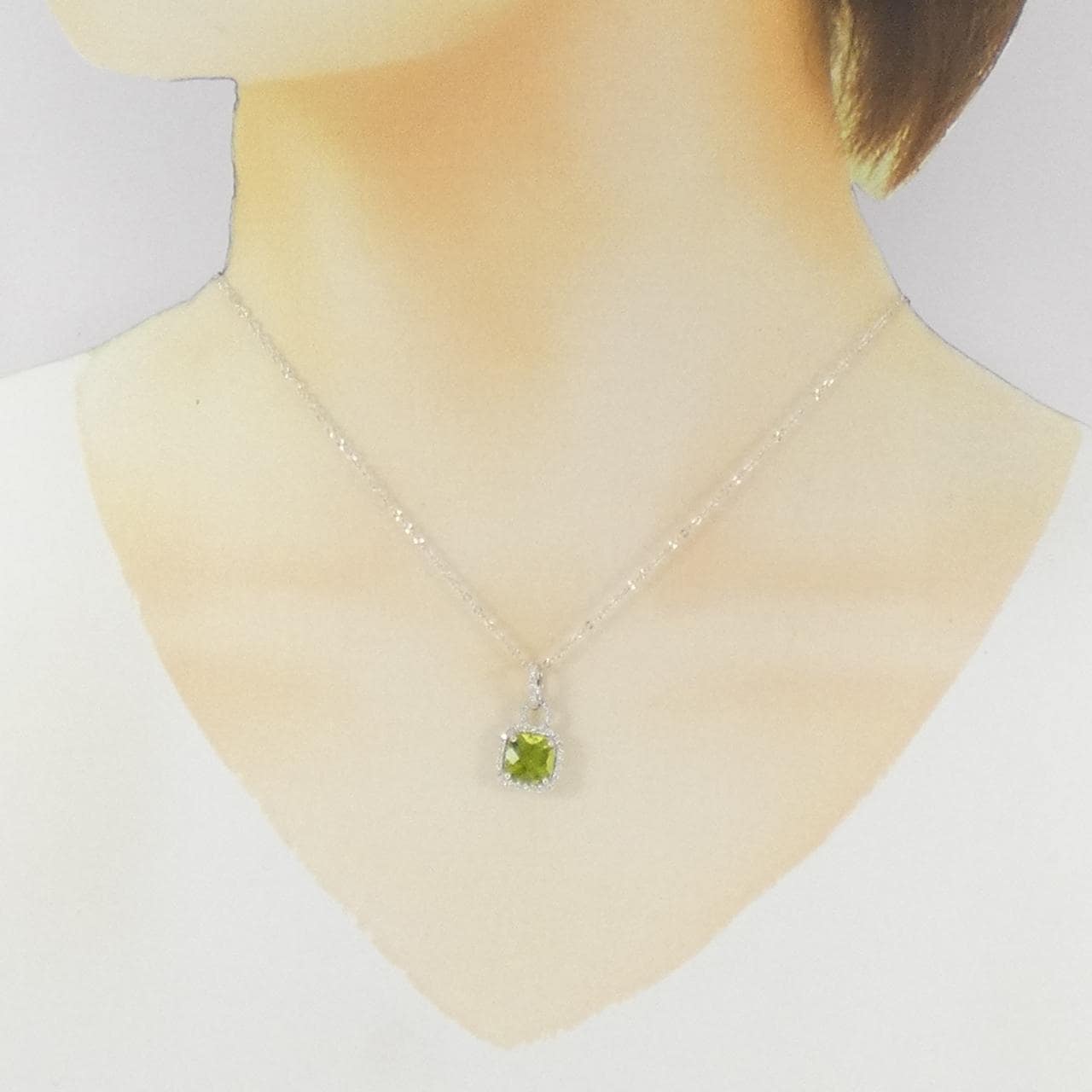 K18WG ペリドット ネックレス 2.19CT