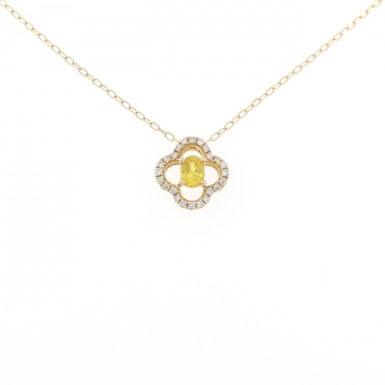 K18YG フラワー サファイヤ ネックレス 0.27CT