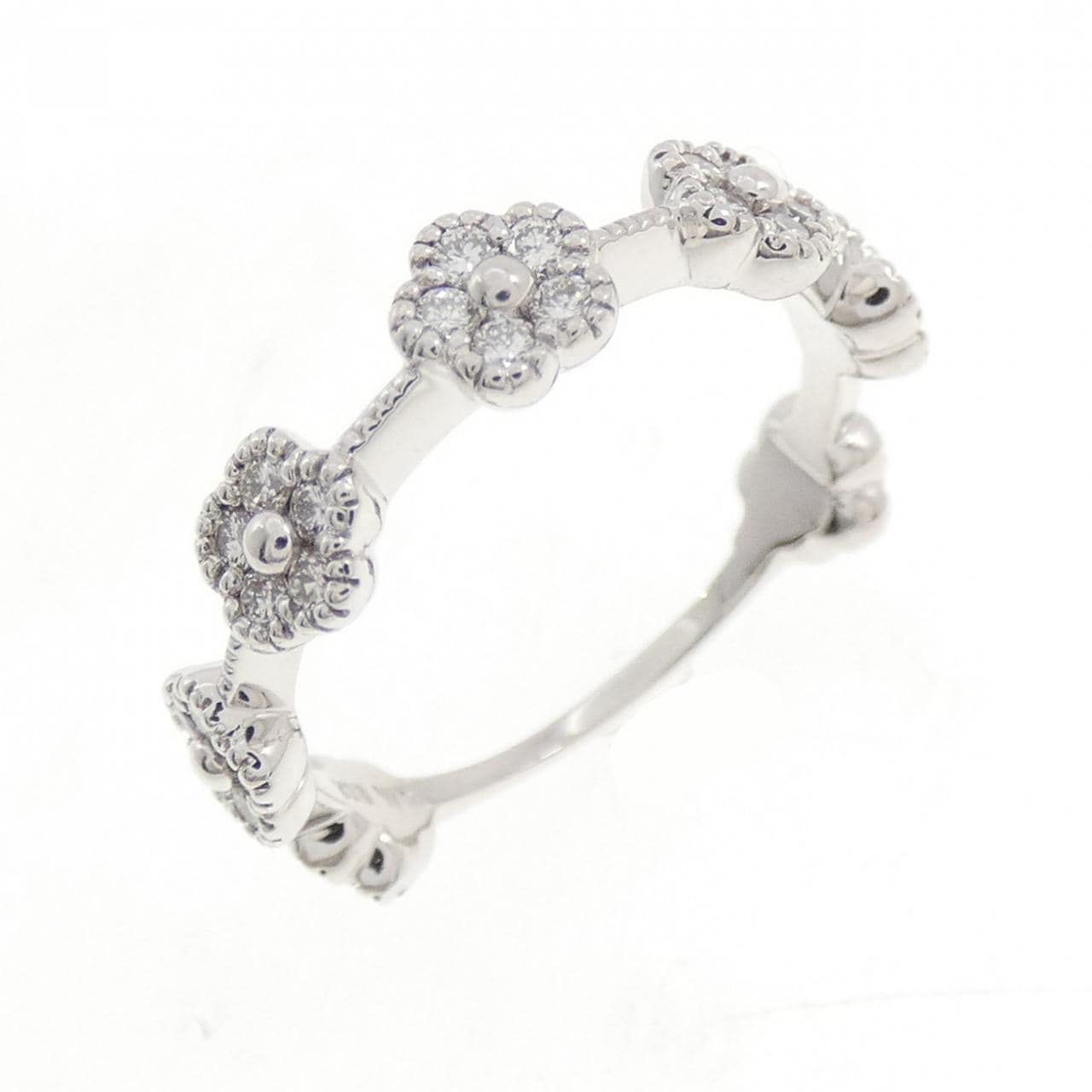 K18WG フラワー ダイヤモンド リング 0.43CT