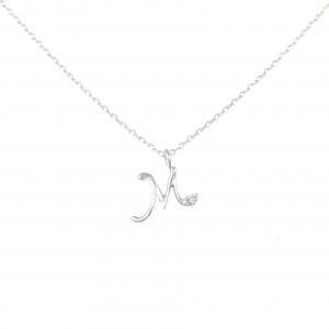 K18WG イニシャルM ダイヤモンド ネックレス 0.01CT
