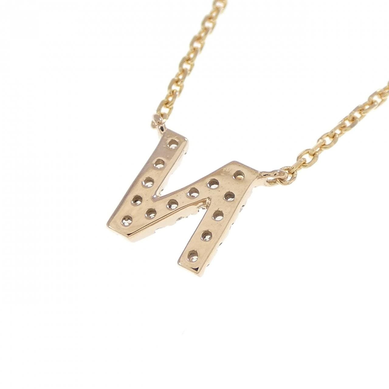 K18PG イニシャルN ダイヤモンド ネックレス 0.07CT