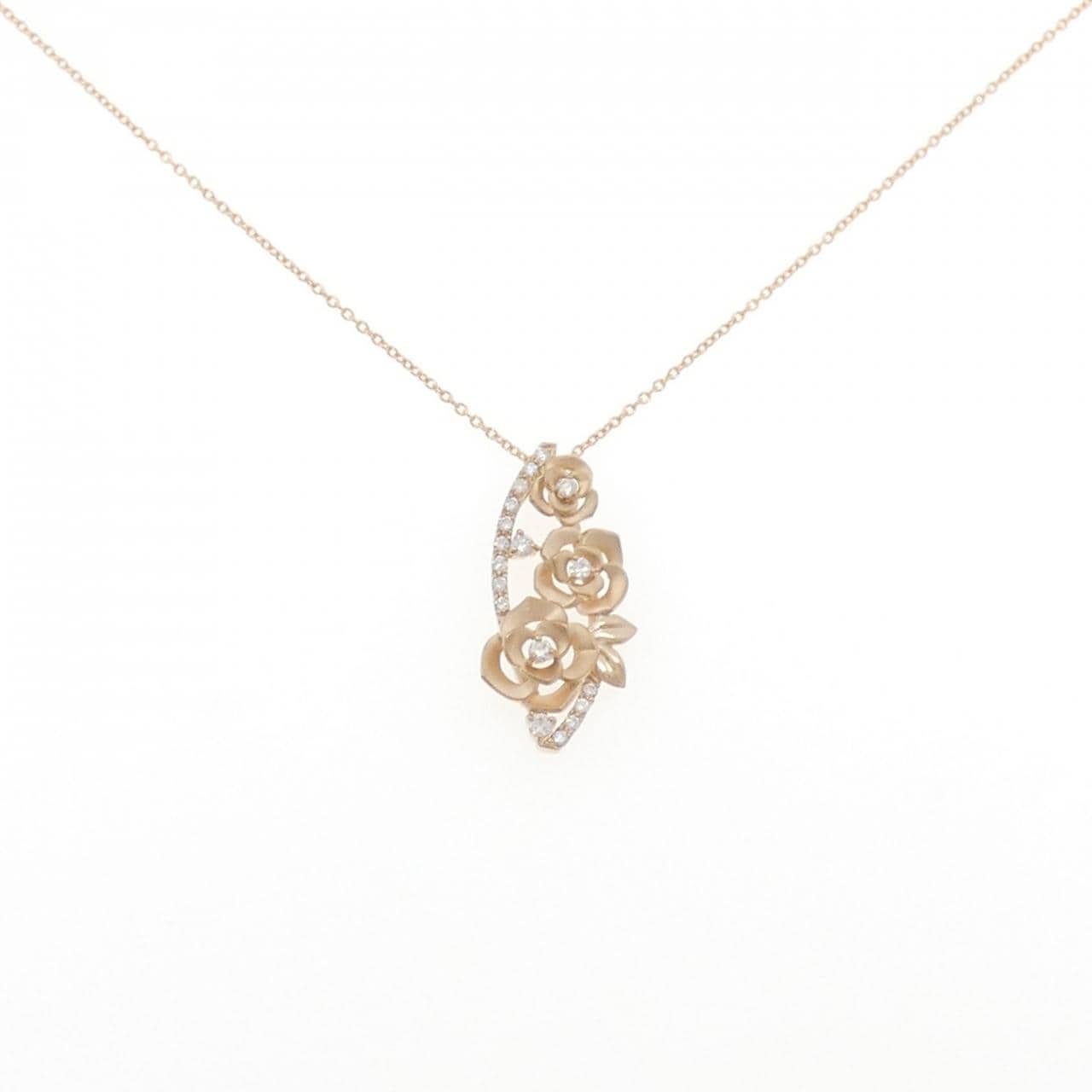 K18PG ローズ ダイヤモンド ネックレス 0.20CT
