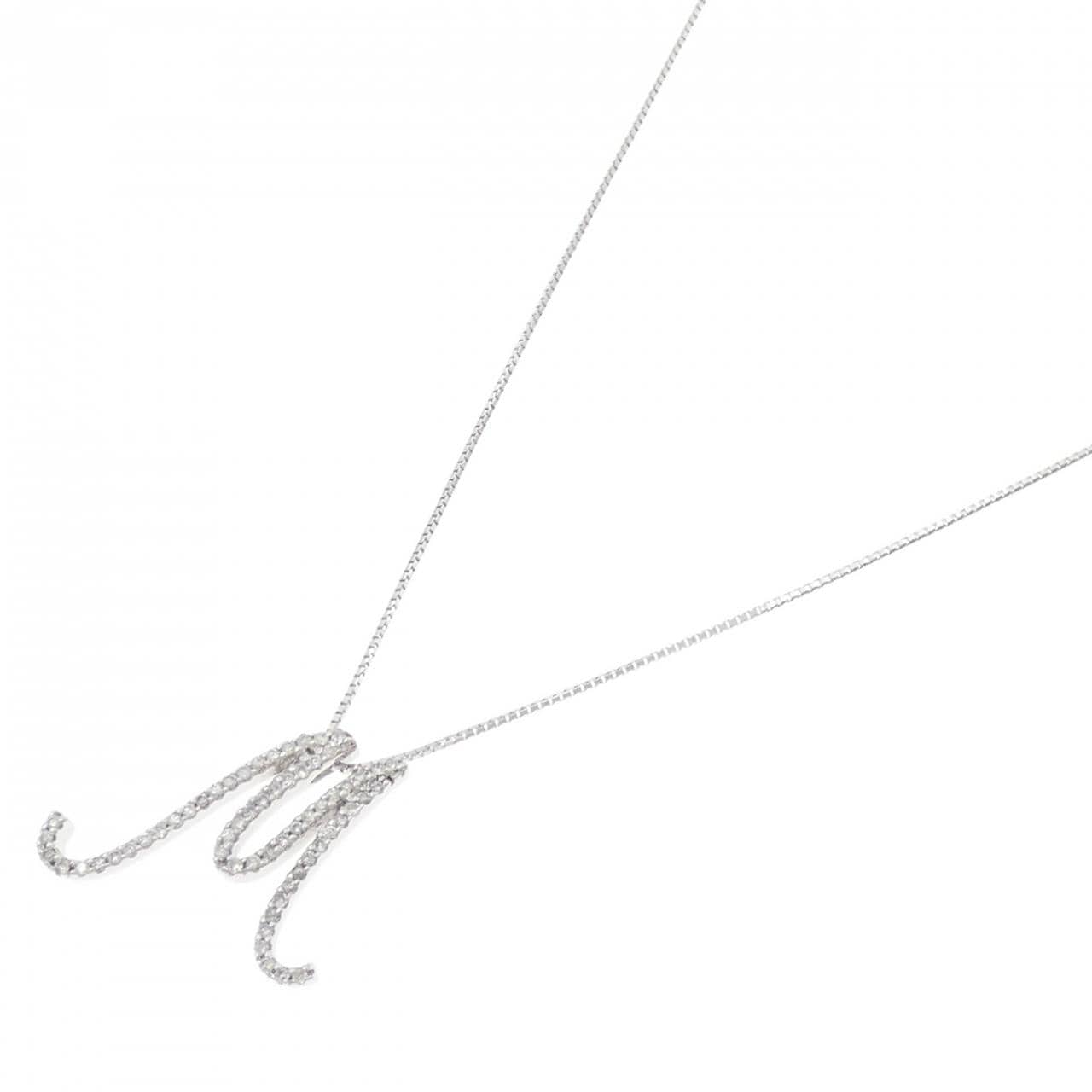 K18WG イニシャルM ダイヤモンド ネックレス 0.32CT