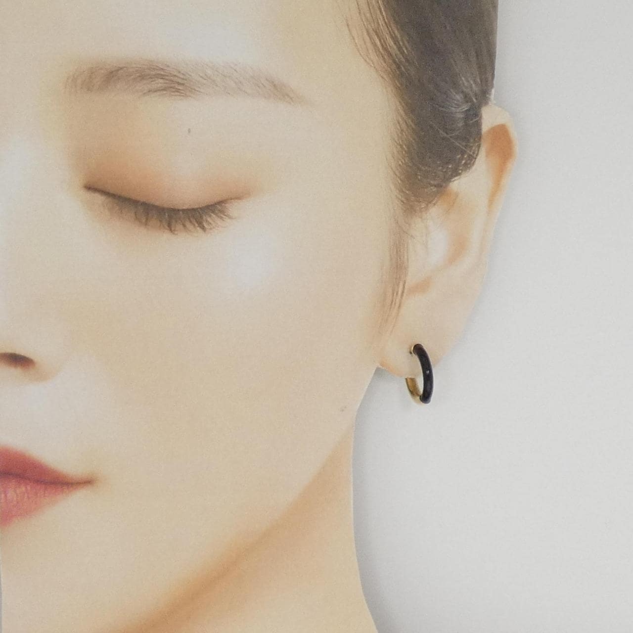 [新品] K18YG黑瑪瑙耳環