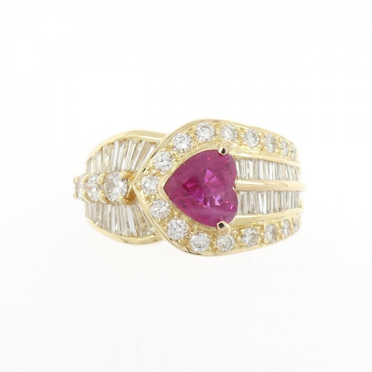 K18YG ハート ルビー リング 1.40CT