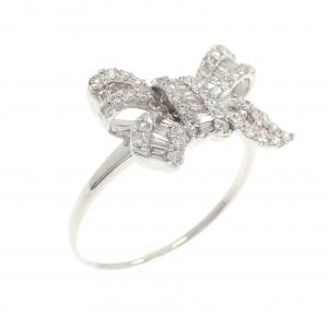 K18WG リボン ダイヤモンド リング 0.50CT