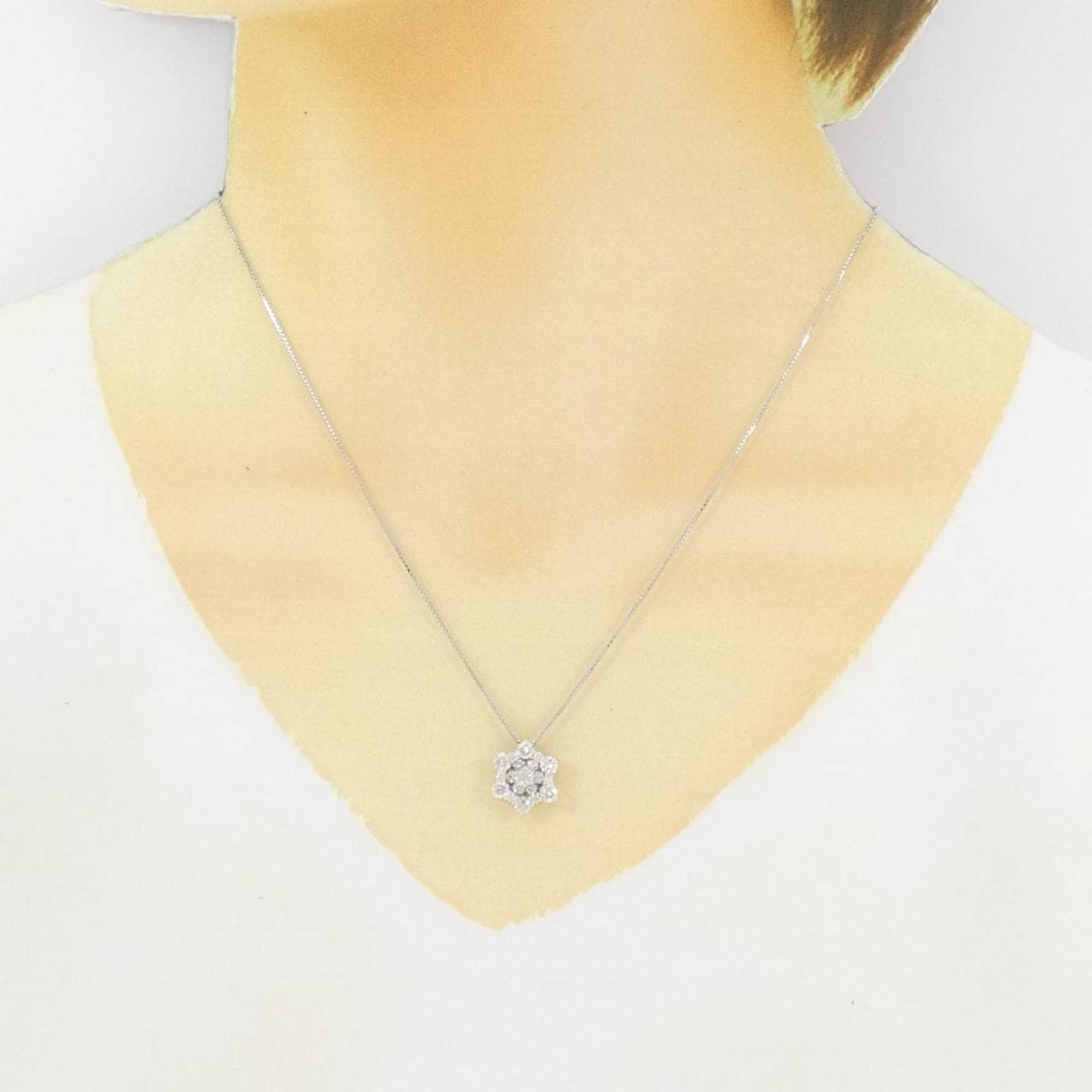 K18WG ダイヤモンド ネックレス 1.02CT