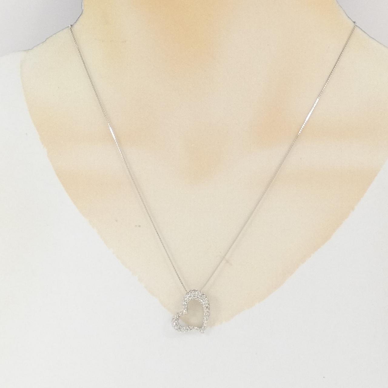K18WG ハート ダイヤモンド ネックレス 0.52CT