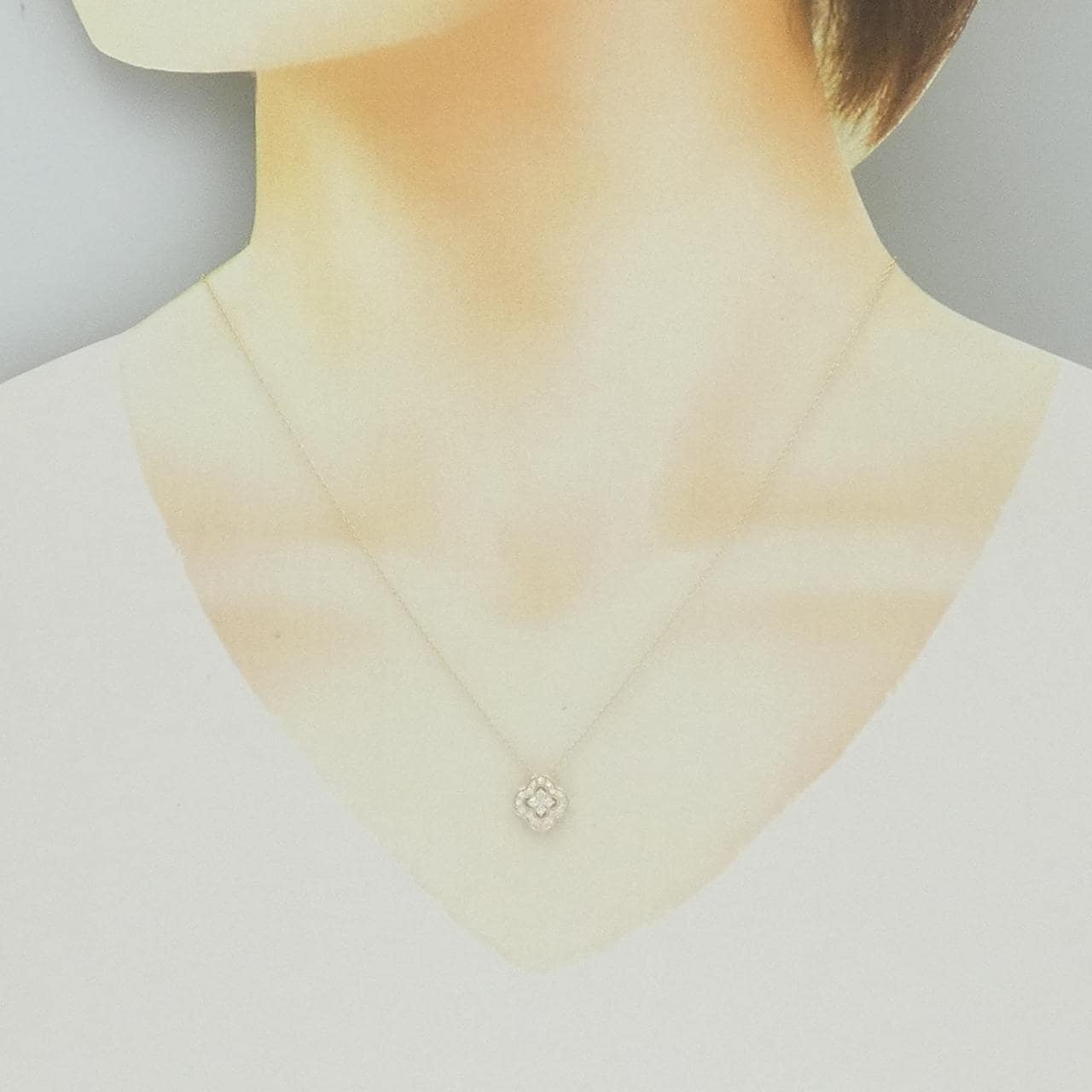 【リメイク】K10YG フラワー ダイヤモンド ネックレス 0.20CT