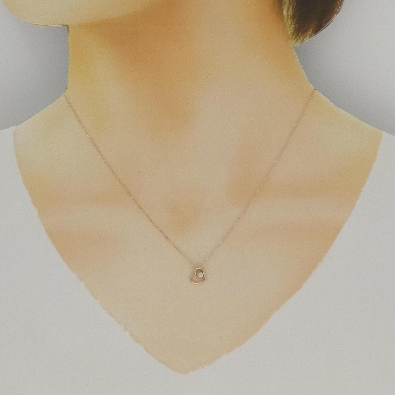 K10PG ハート ダイヤモンド ネックレス 0.03CT