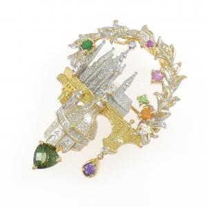 梶光夫 カラーストーン ブローチ