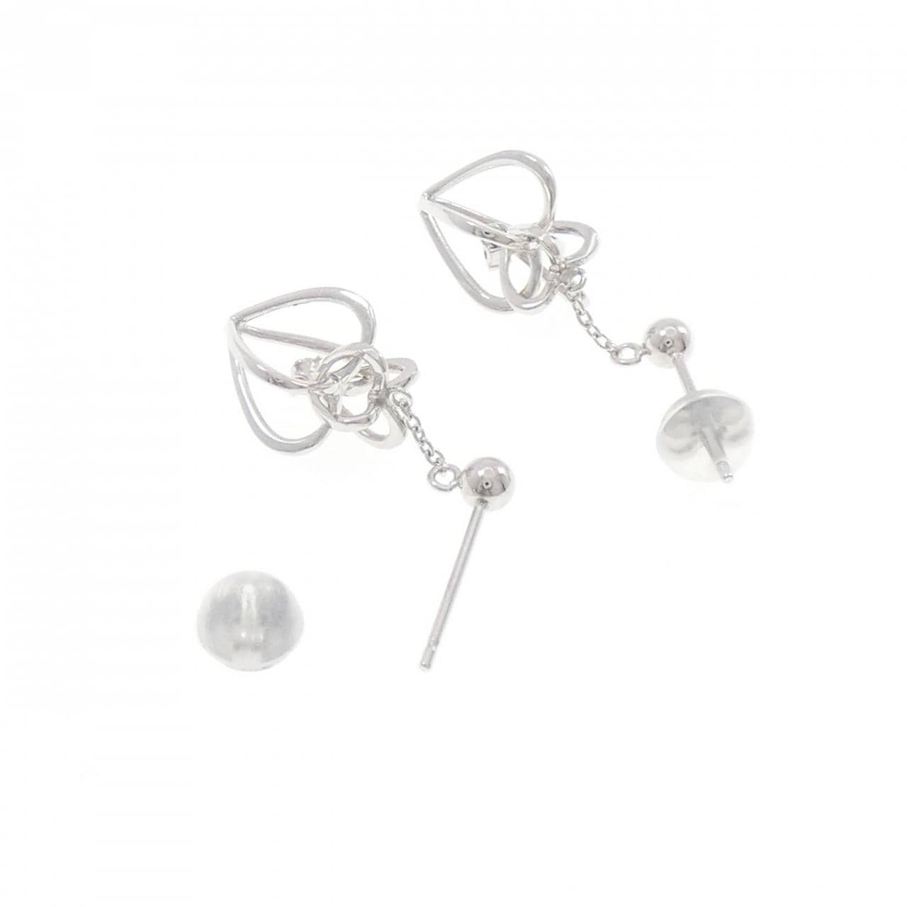 K18WG ハート ダイヤモンド ピアス 0.02CT