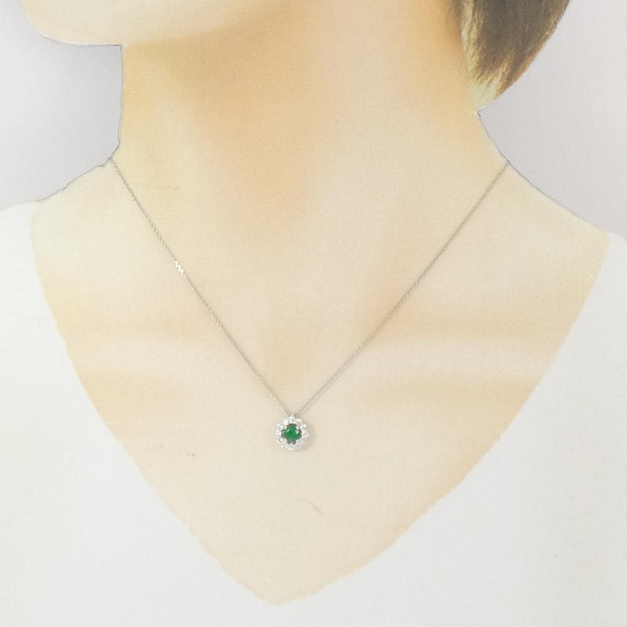 PT950/PT850 エメラルド ネックレス 0.27CT