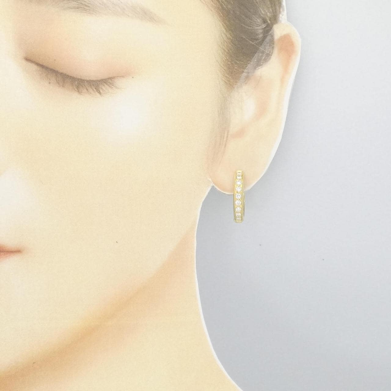K18YG Hoop Diamond Earrings 0.70CT