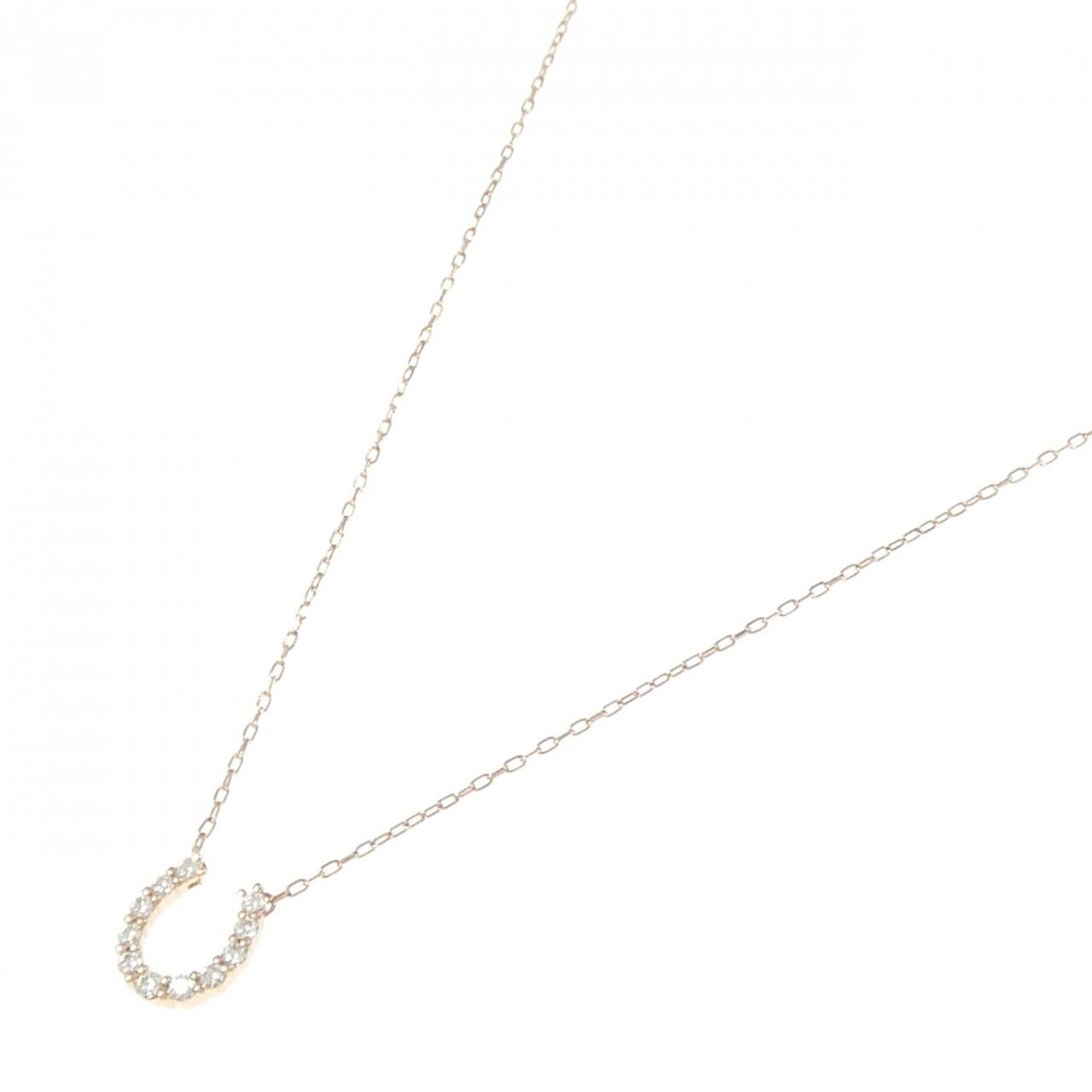 K10PG ホースシュー ダイヤモンド ネックレス 0.20CT