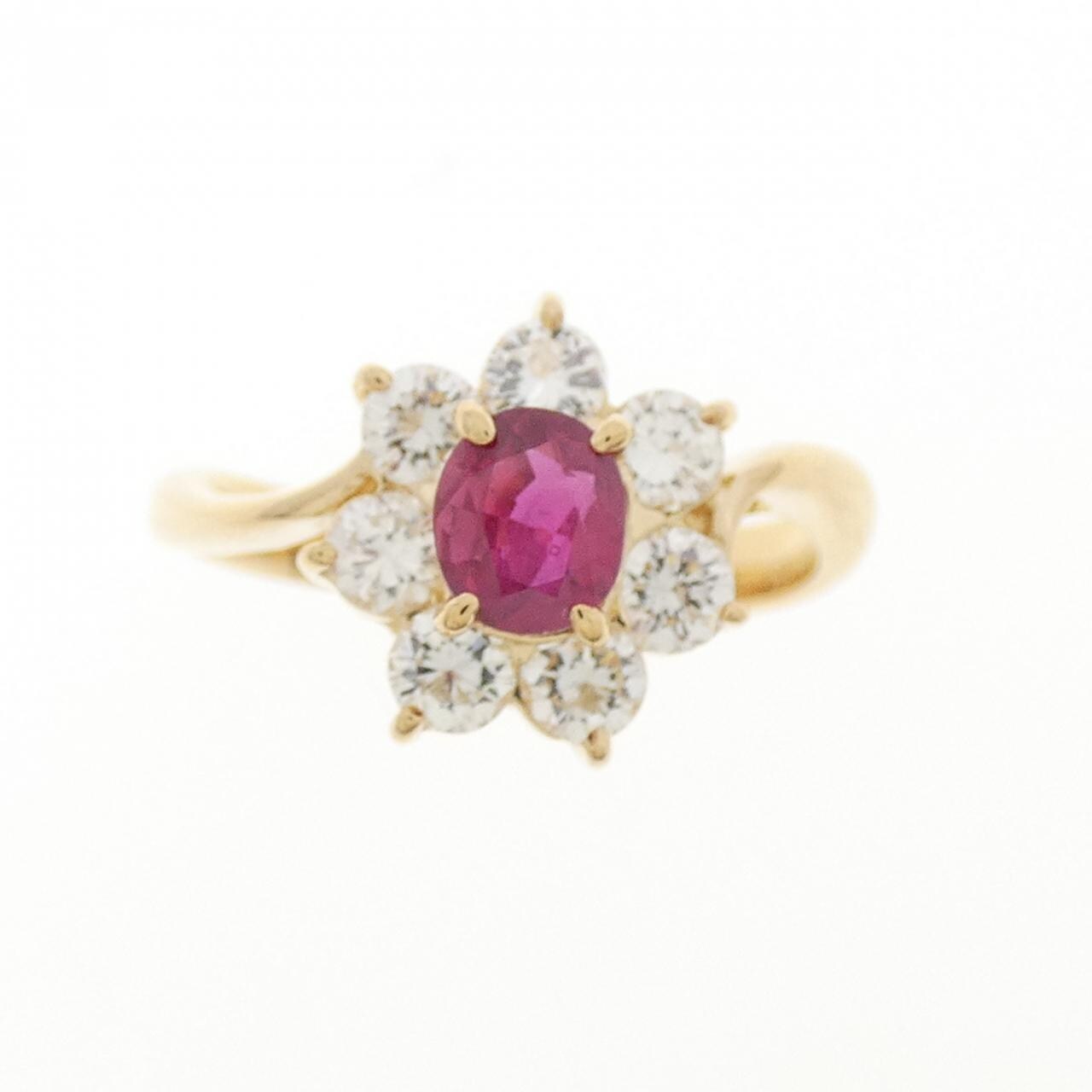 K18YG ルビー リング 0.45CT