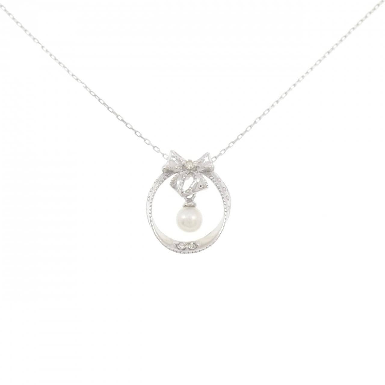 K10WG リボン 淡水パール ネックレス