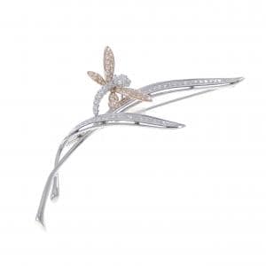 K18WG/K18PG ダイヤモンド ブローチ 0.90CT