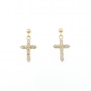 K18YG クロス ダイヤモンド ピアス 0.30CT