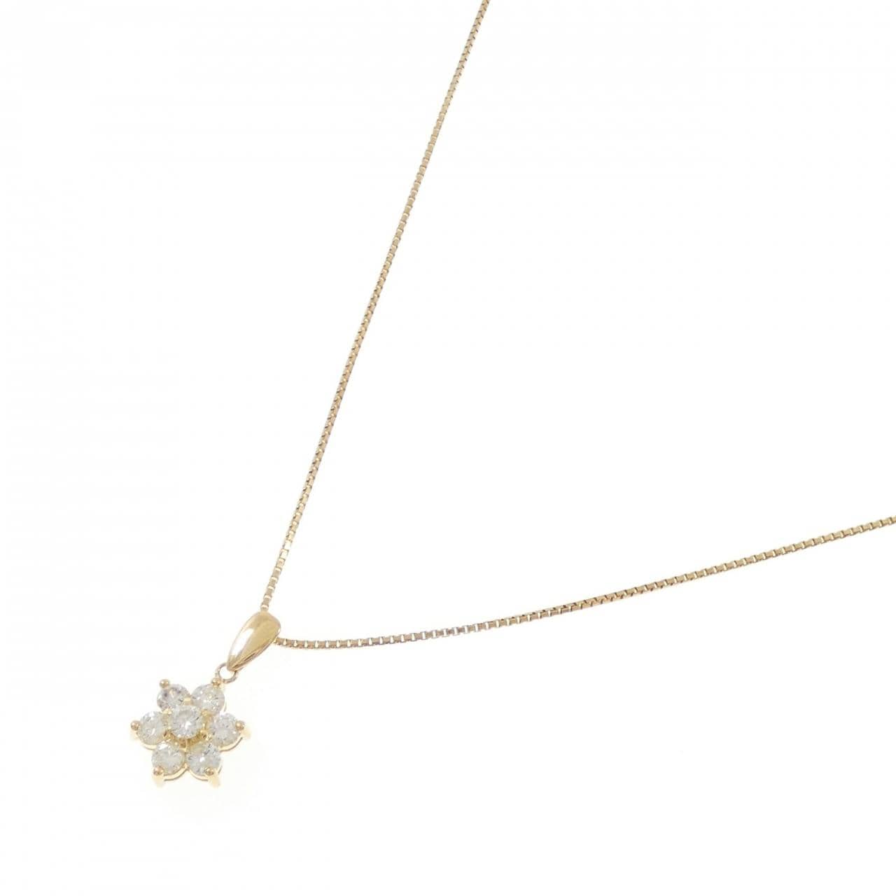 K18YG フラワー ダイヤモンド ネックレス 1.13CT