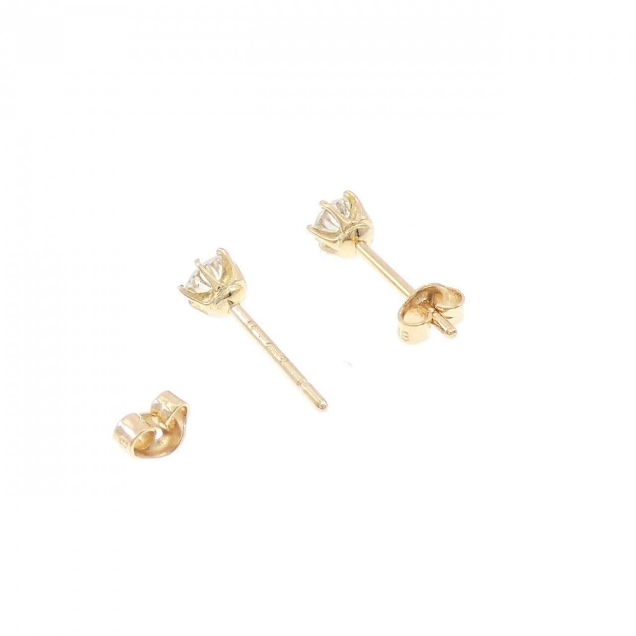 K18YG ソリティア ダイヤモンド ピアス 0.38CT