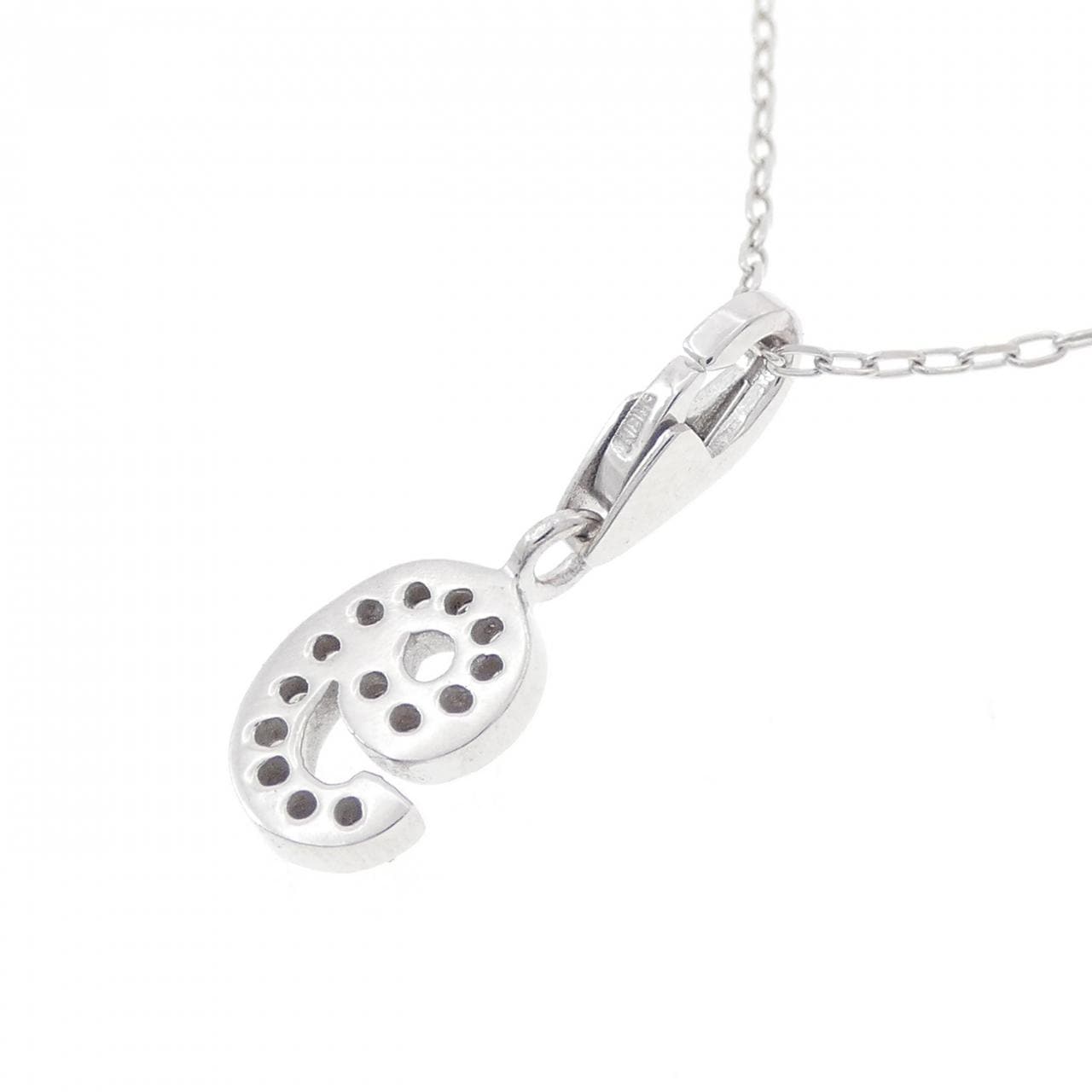 K18WG ナンバー9 ダイヤモンド ネックレス 0.09CT