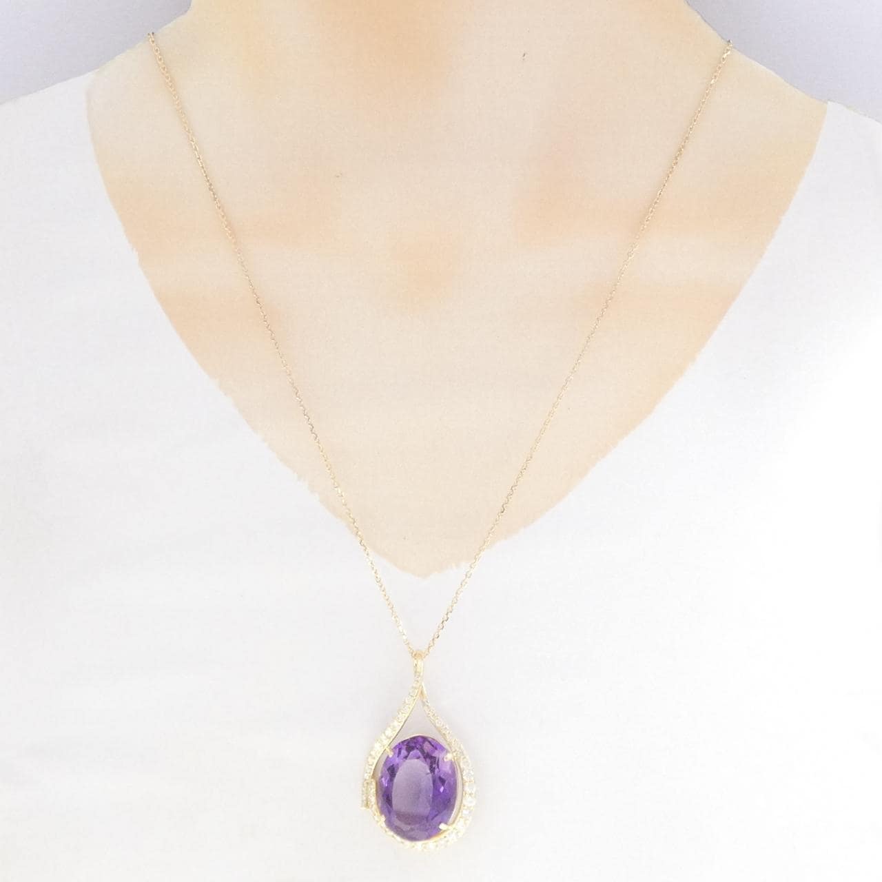 K18YG アメジスト ネックレス 26.65CT