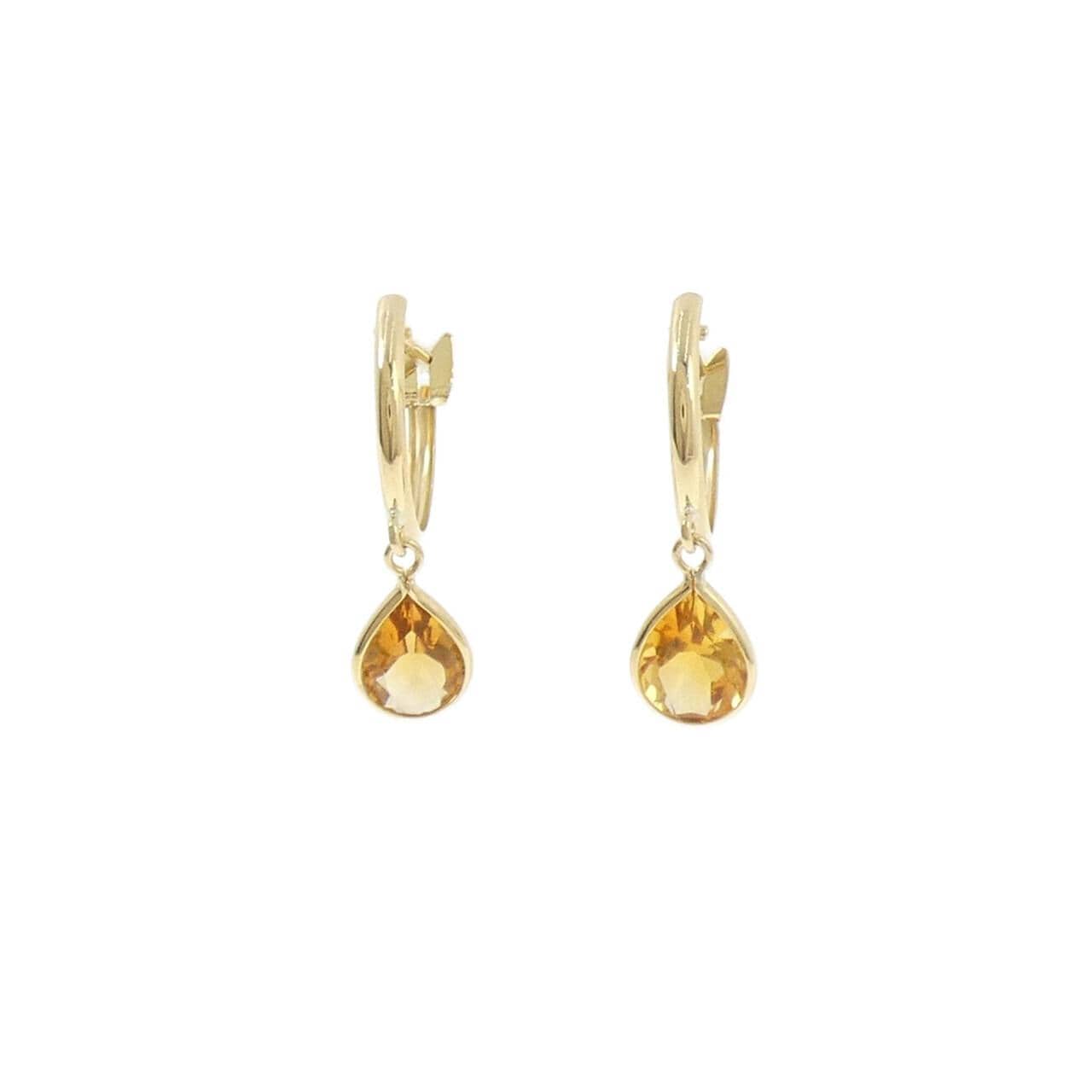 K18YG黄水晶耳环