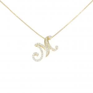 K18YG イニシャルM ダイヤモンド ネックレス 0.25CT