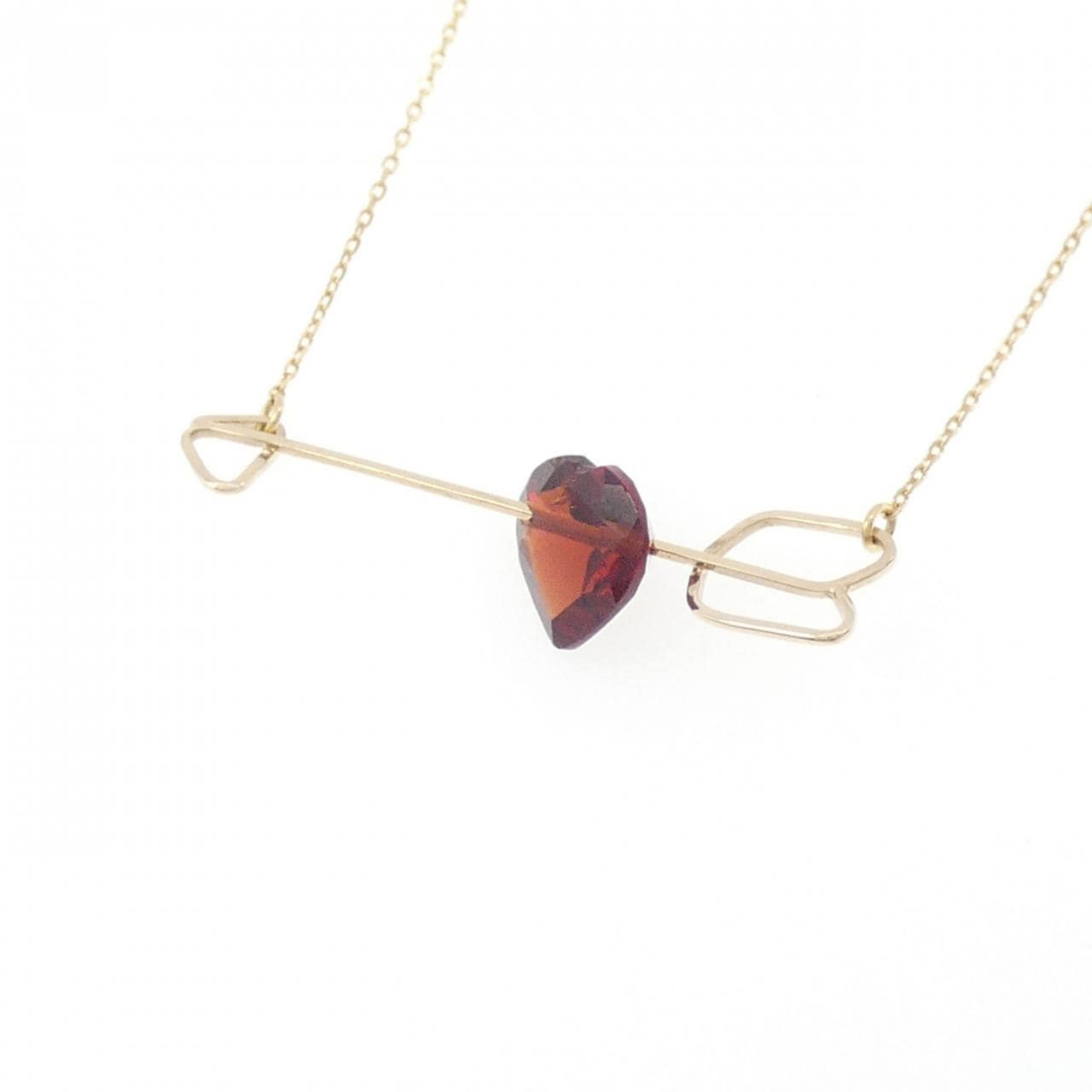 K18YG ハート ガーネット ネックレス