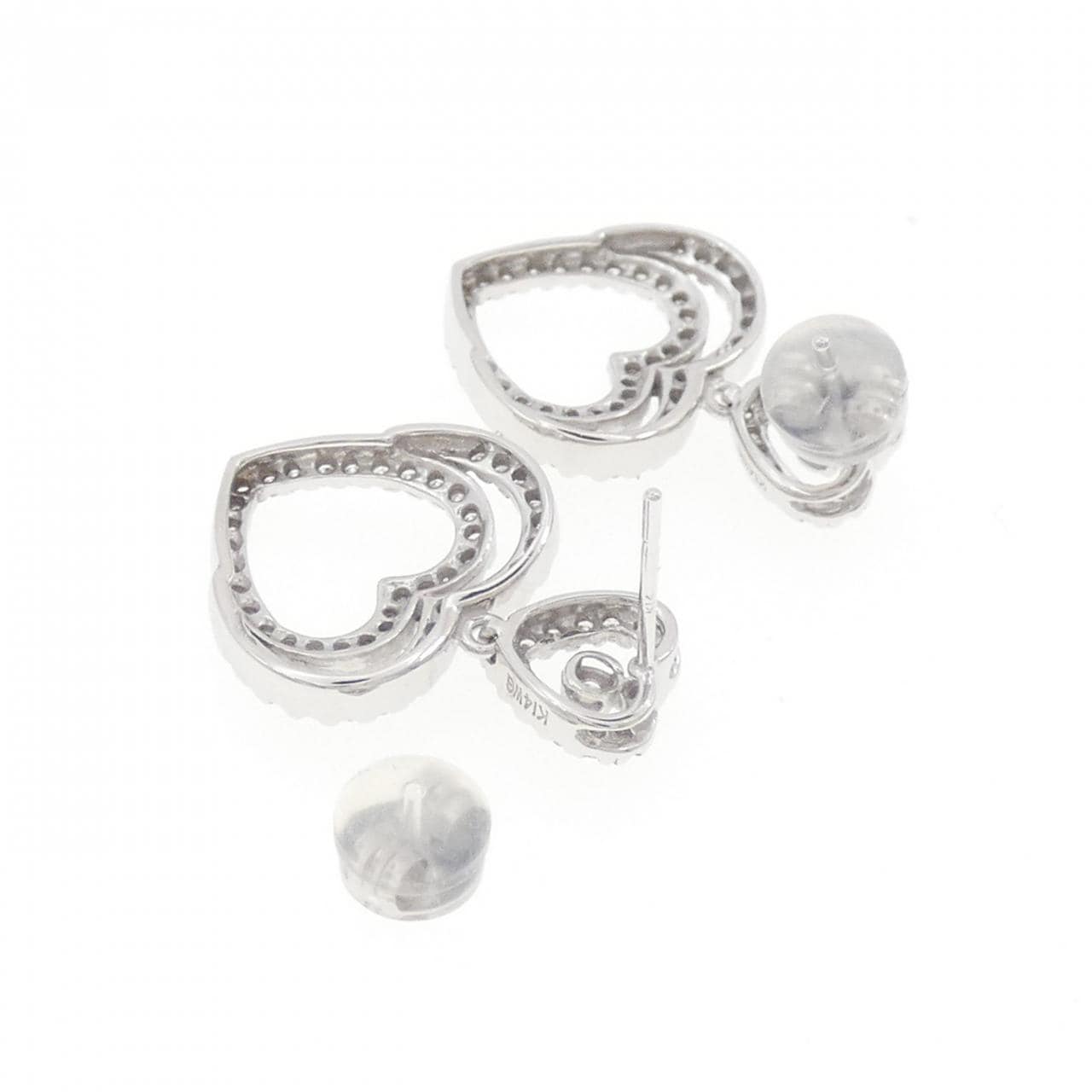 K14WG ハート ダイヤモンド ピアス 0.64CT
