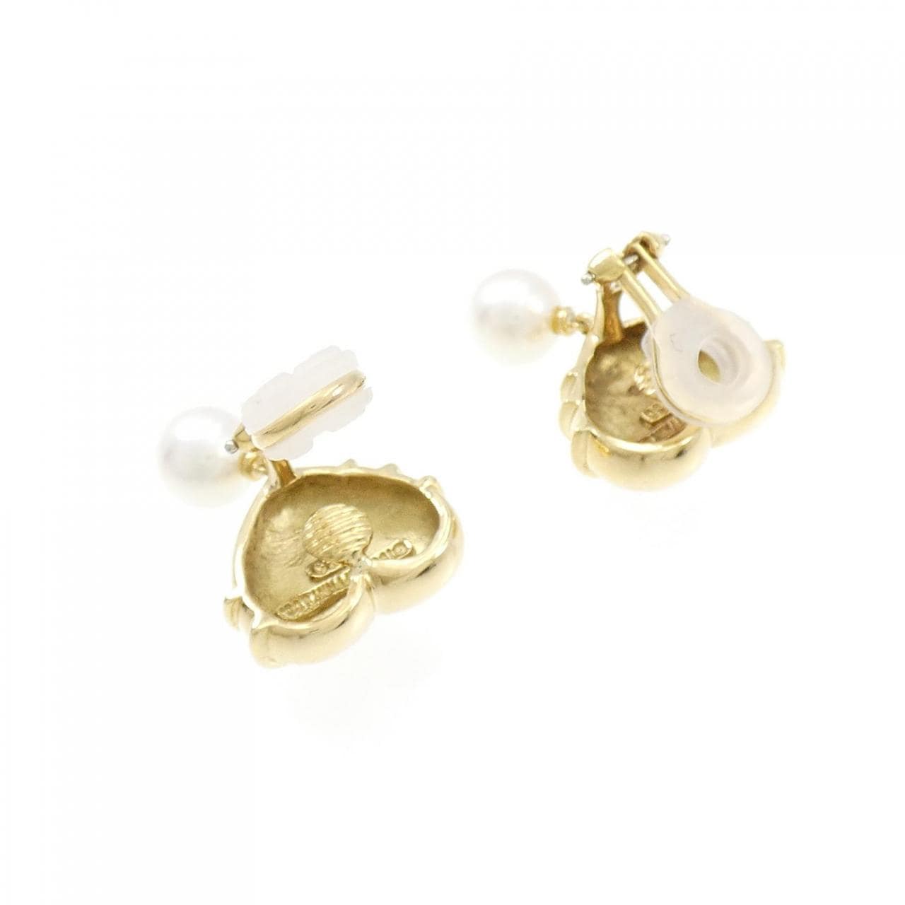 [vintage] TIFFANY Heart Akoya Pearl Earrings 6.8mm