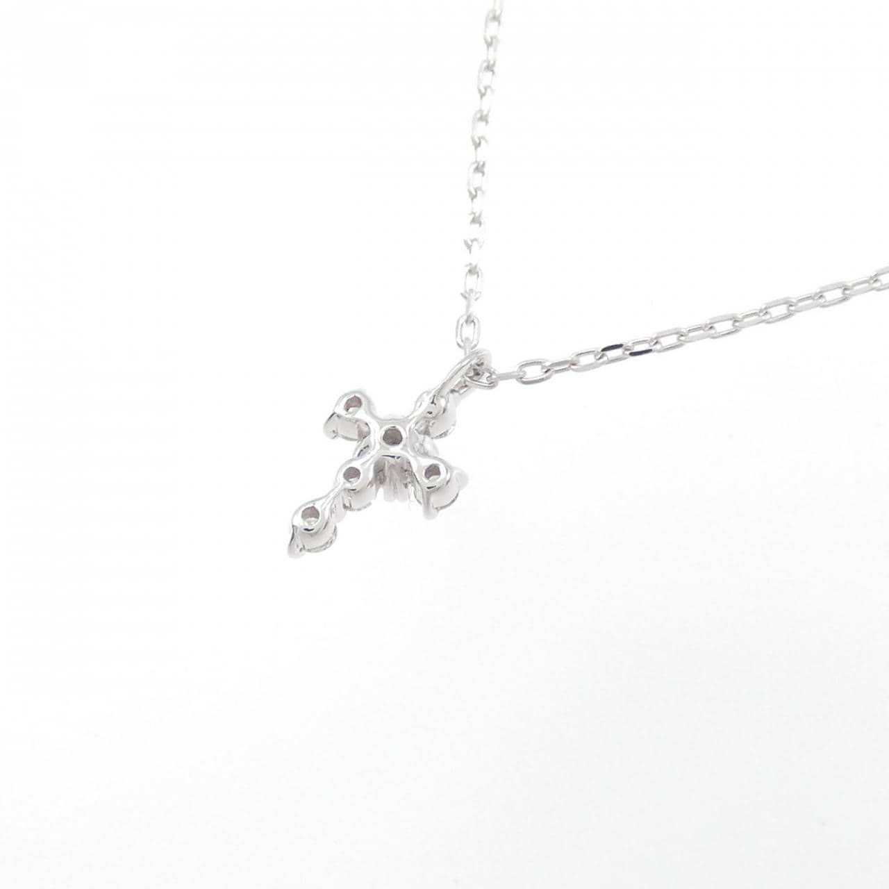 K18WG クロス ダイヤモンド ネックレス 0.04CT