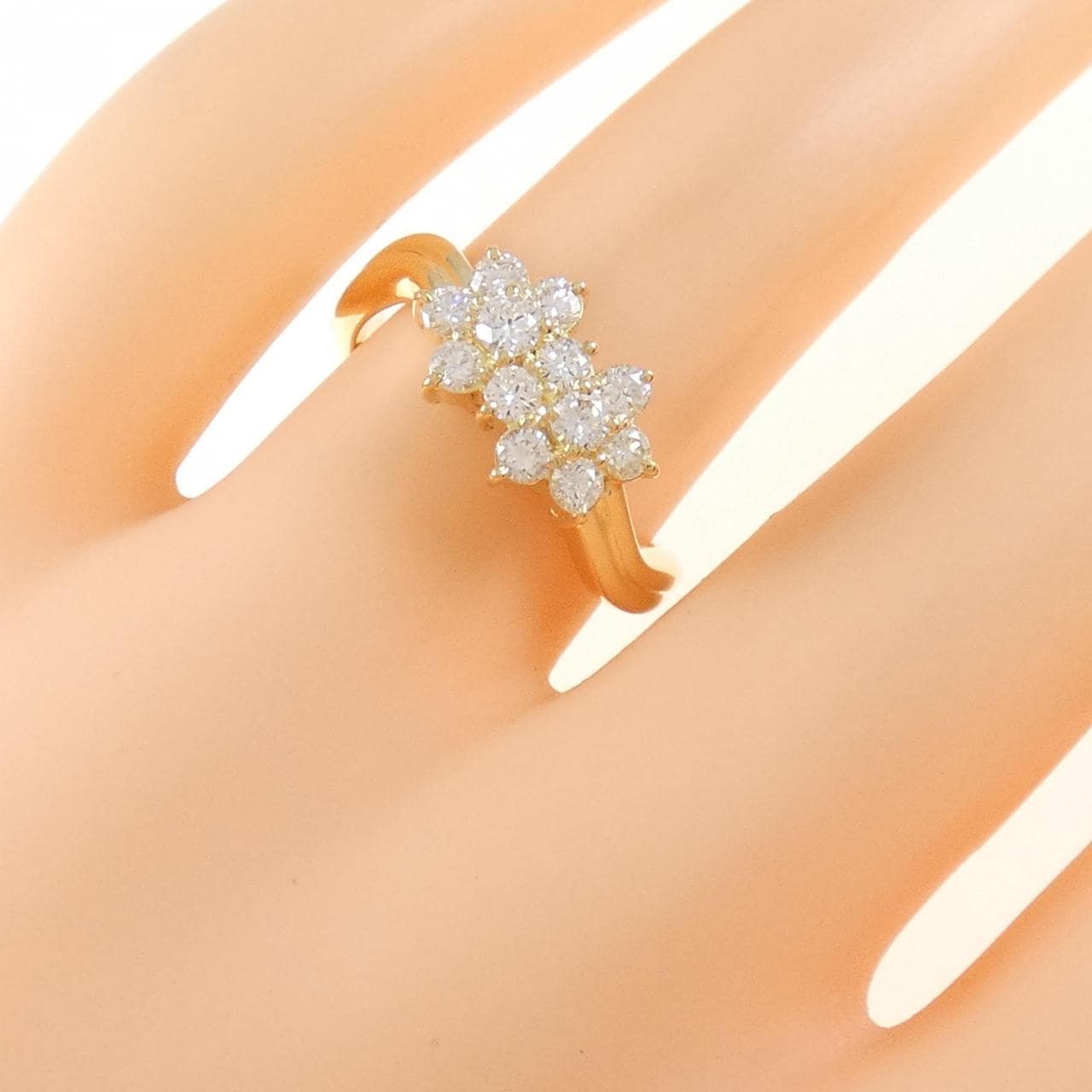 K18YG フラワー ダイヤモンド リング 0.57CT