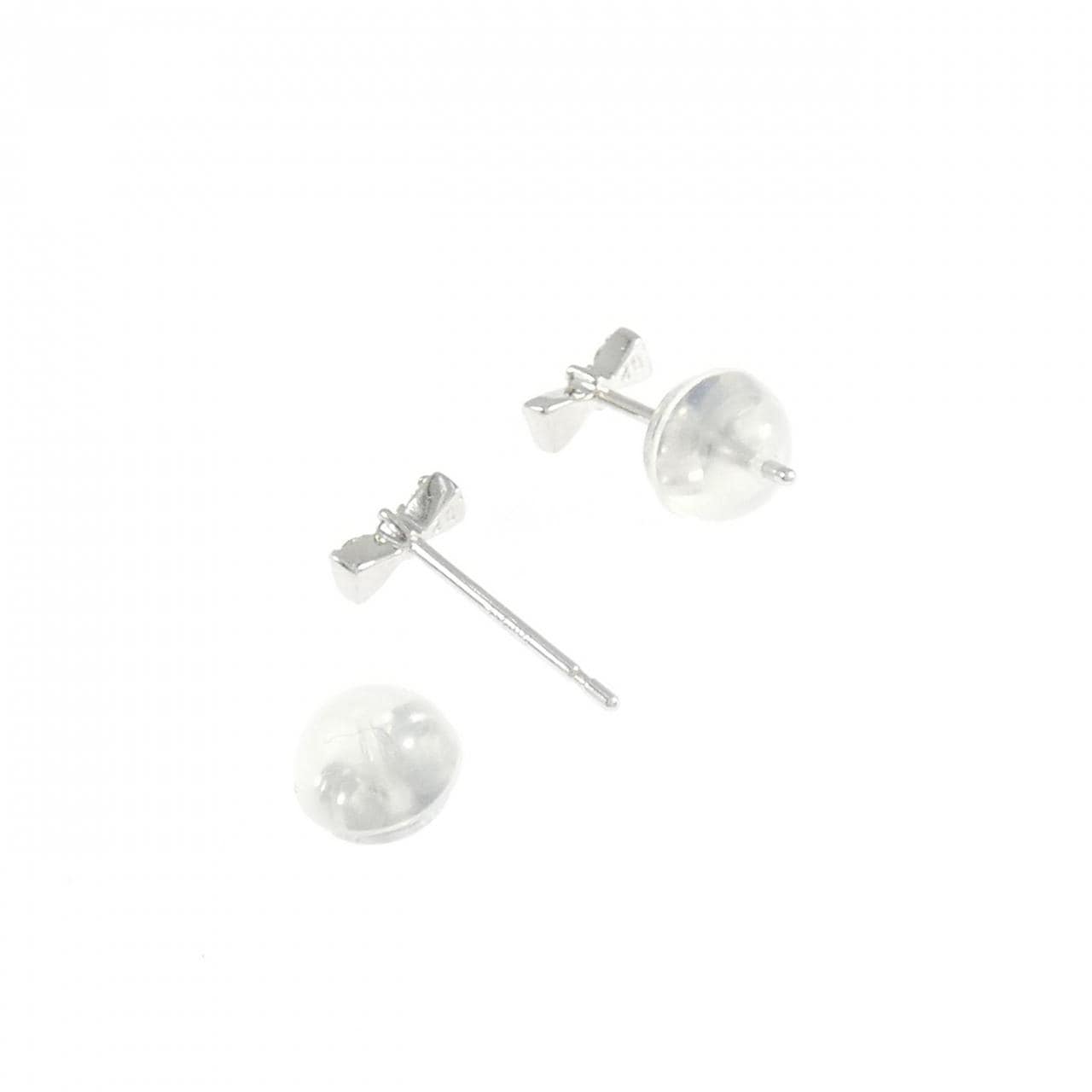 【新品】K10WG リボン ダイヤモンド ピアス 0.04CT