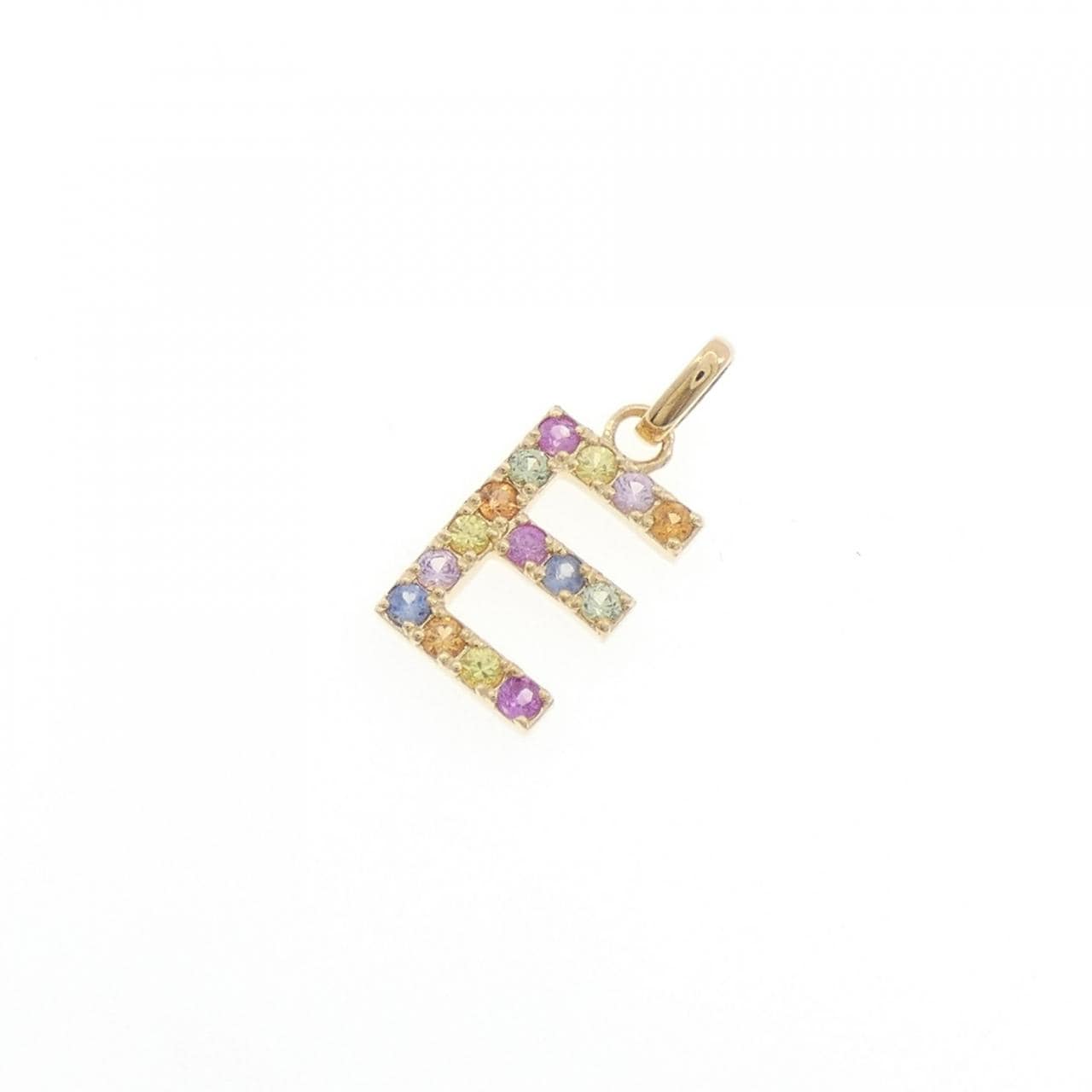 【新品】18K黄金字母E蓝宝石吊坠，0.24克拉