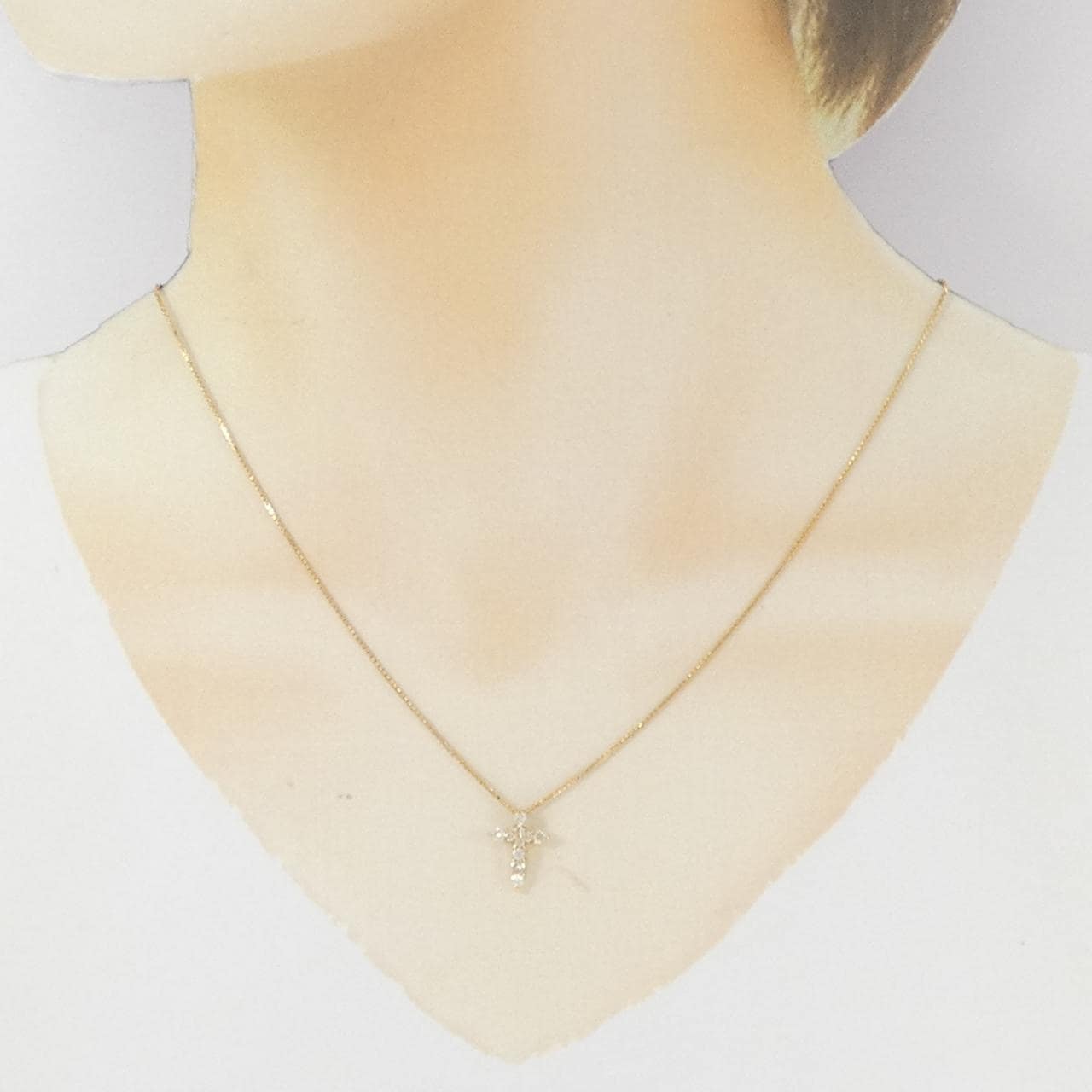 K18YG クロス ダイヤモンド ネックレス 0.30CT