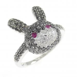 18KWG ラビット ルビー リング 0.05CT