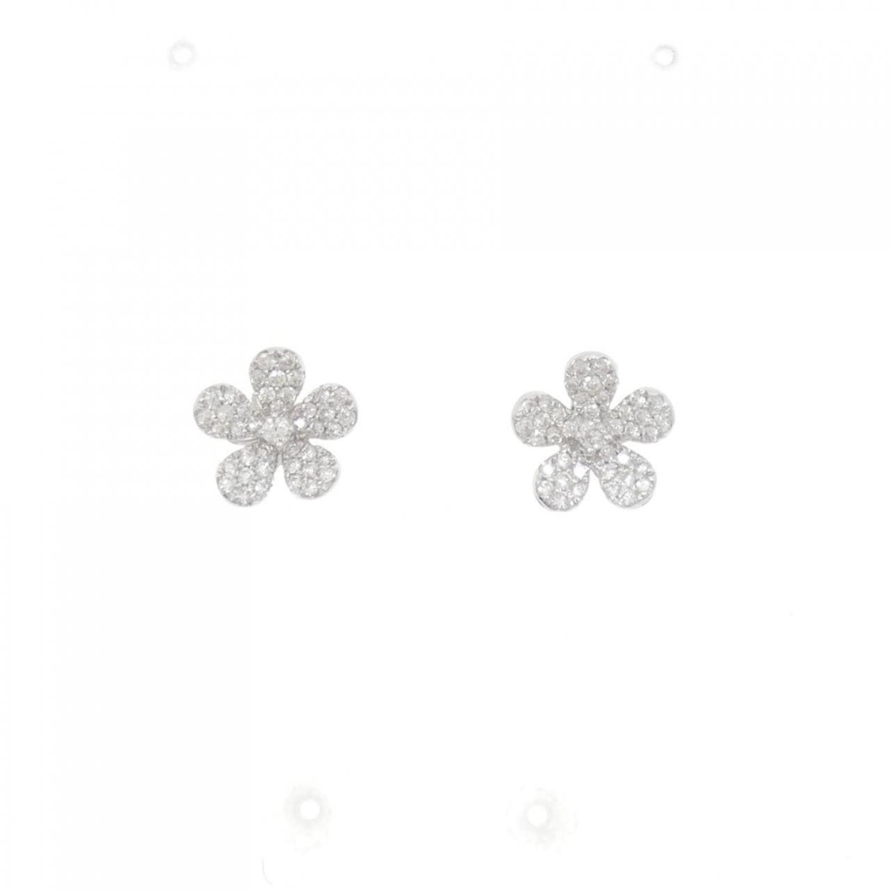 750WG/K18WG Flower Diamond Earrings 0.47CT