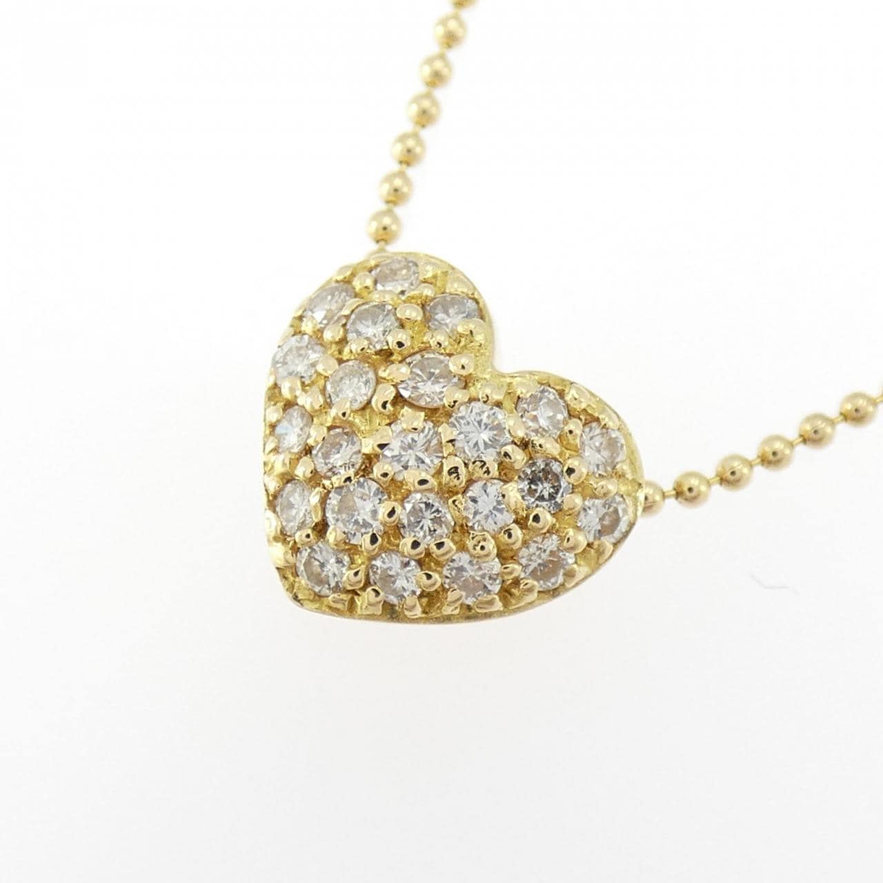 K18YG ハート パヴェ ダイヤモンド ネックレス 0.33CT