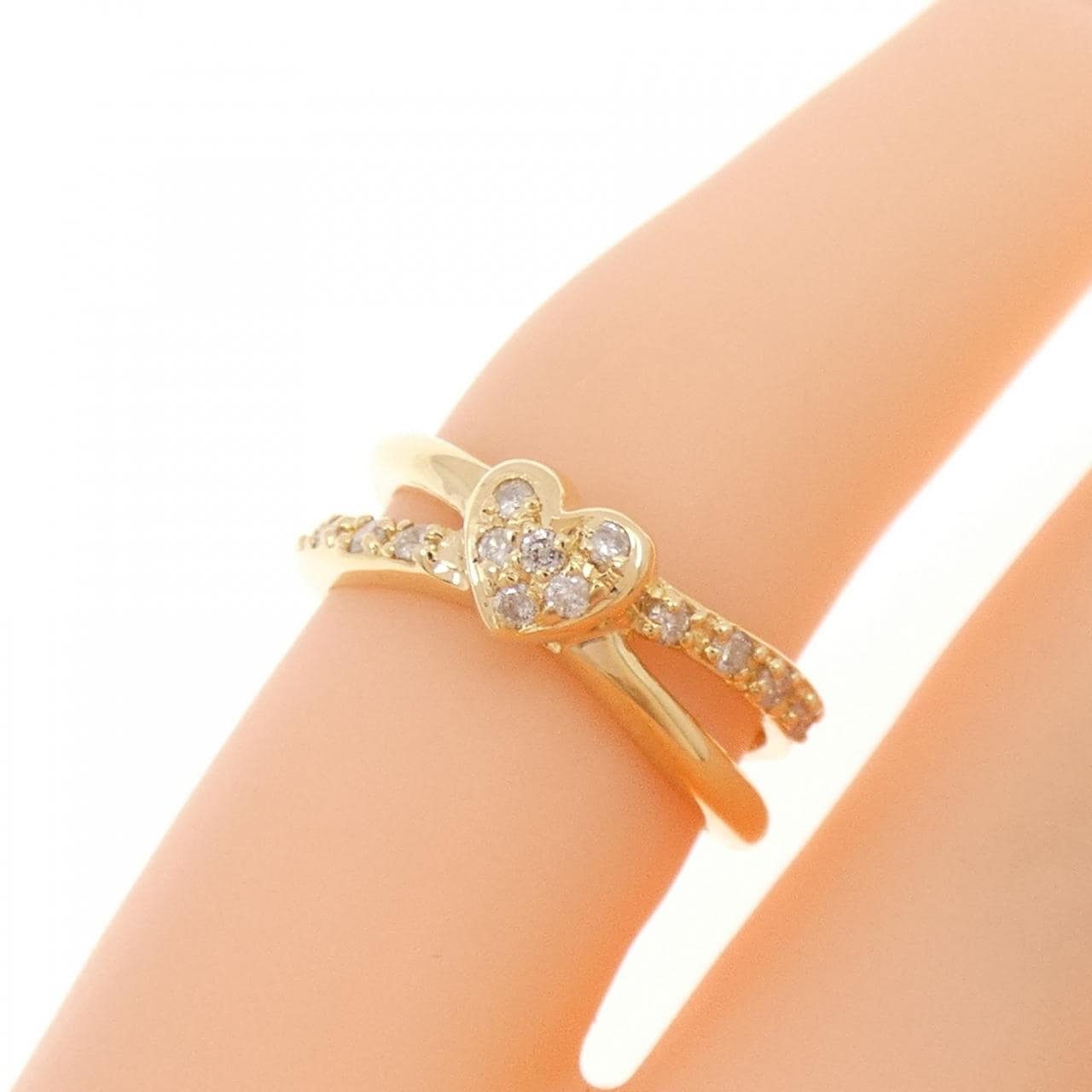 K18YG ハート ダイヤモンド ピンキー リング 0.13CT