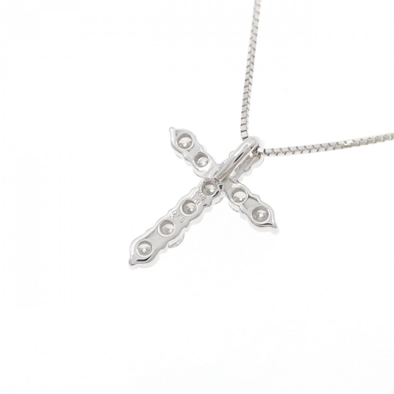 K18WG クロス ダイヤモンド ネックレス 0.50CT