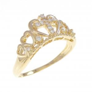 K18YG ティアラ×クロス ダイヤモンド リング 0.14CT
