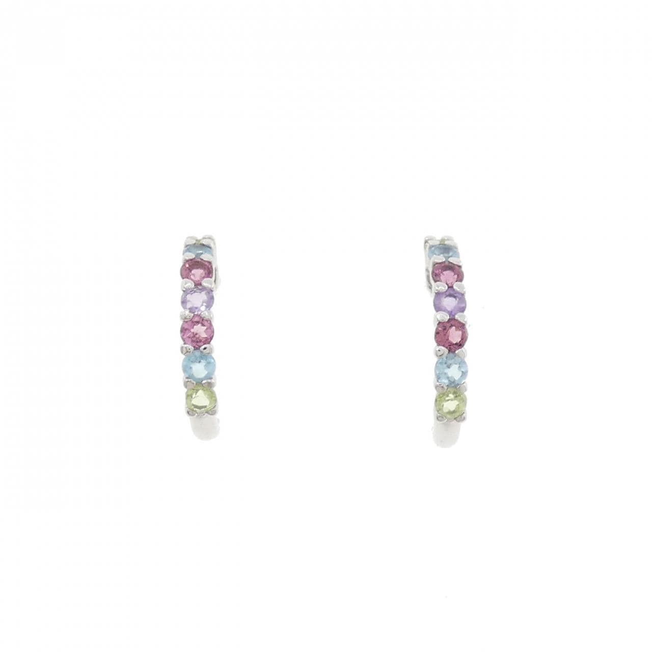 K18WG カラーストーン ピアス