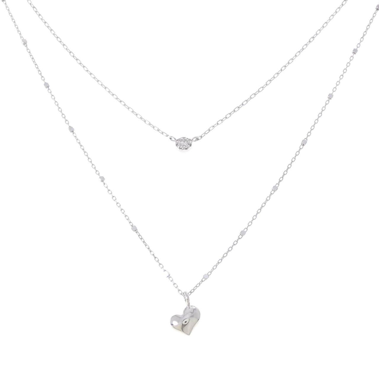 K10WG ハート ダイヤモンド ネックレス 0.07CT