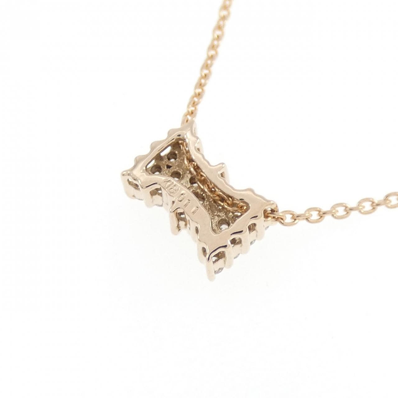 K18PG リボン ダイヤモンド ネックレス 0.11CT