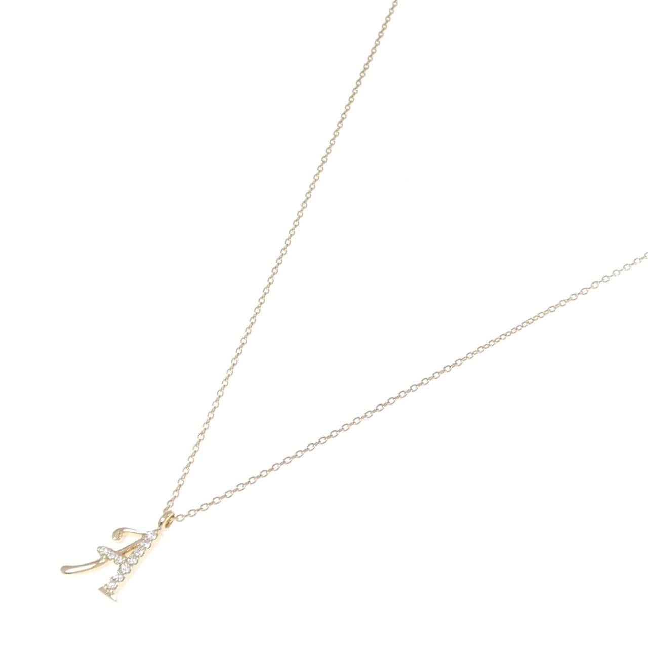K18YG イニシャルA ダイヤモンド ネックレス 0.05CT