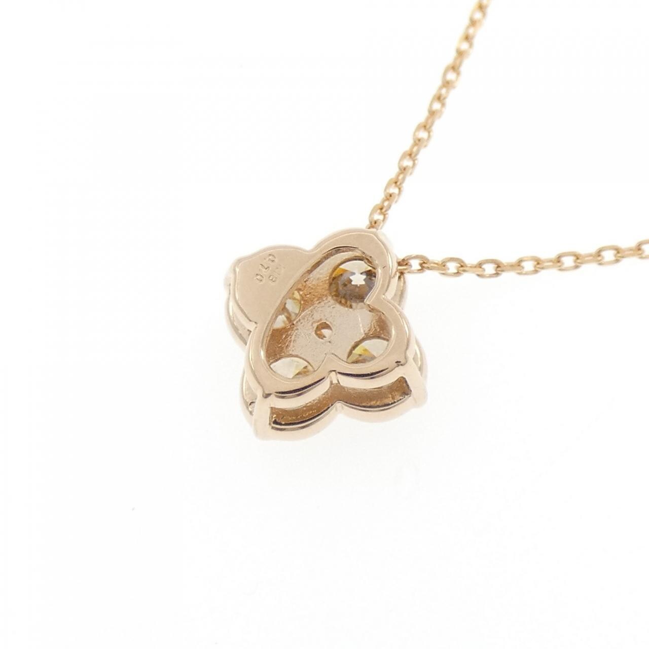 K18PG フラワー ダイヤモンド ネックレス 0.70CT