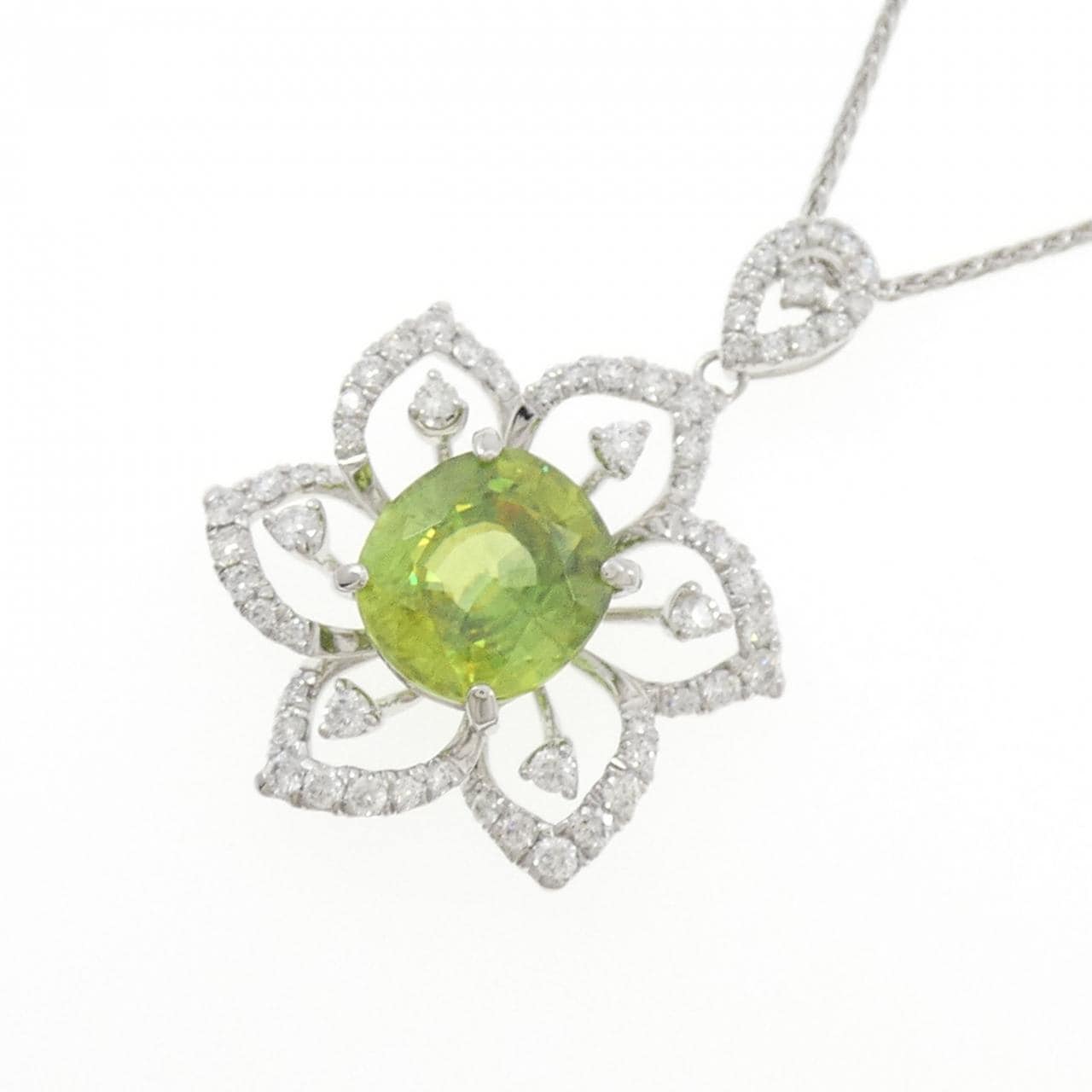 PT900/PT850 Flower Sphene Necklace 4.80CT